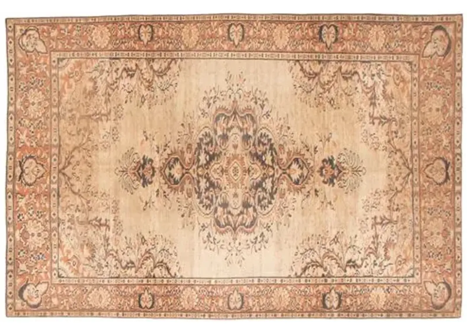 6'2"x9'5" Melis Vintage Rug - Light Khaki - ECARPETGALLERY - Brown - Brown