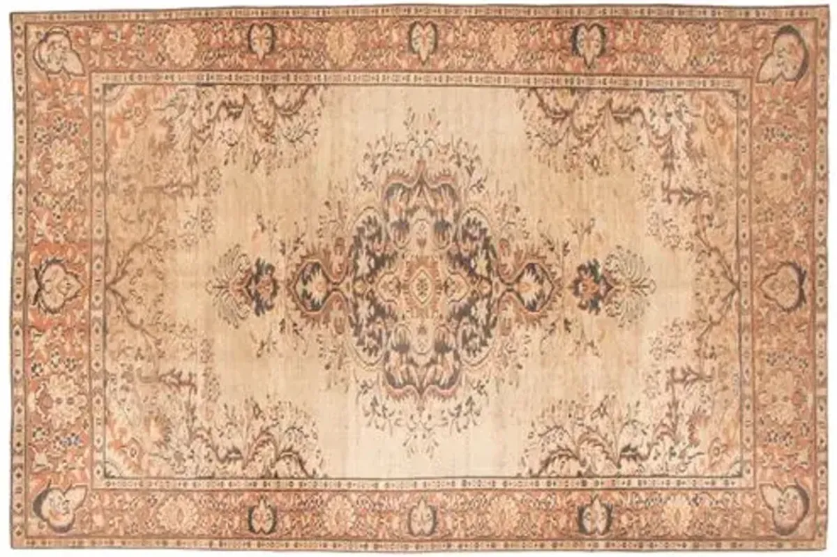 6'2"x9'5" Melis Vintage Rug - Light Khaki - ECARPETGALLERY - Brown - Brown