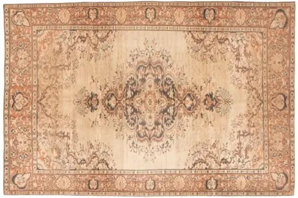 6'2"x9'5" Melis Vintage Rug - Light Khaki - ECARPETGALLERY - Brown - Brown