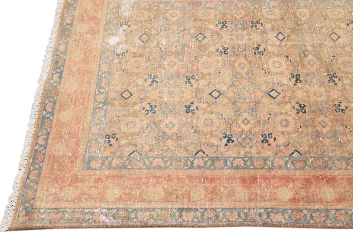 Vintage Floral Blue Runner 3'5" x 10'2" - Apadana