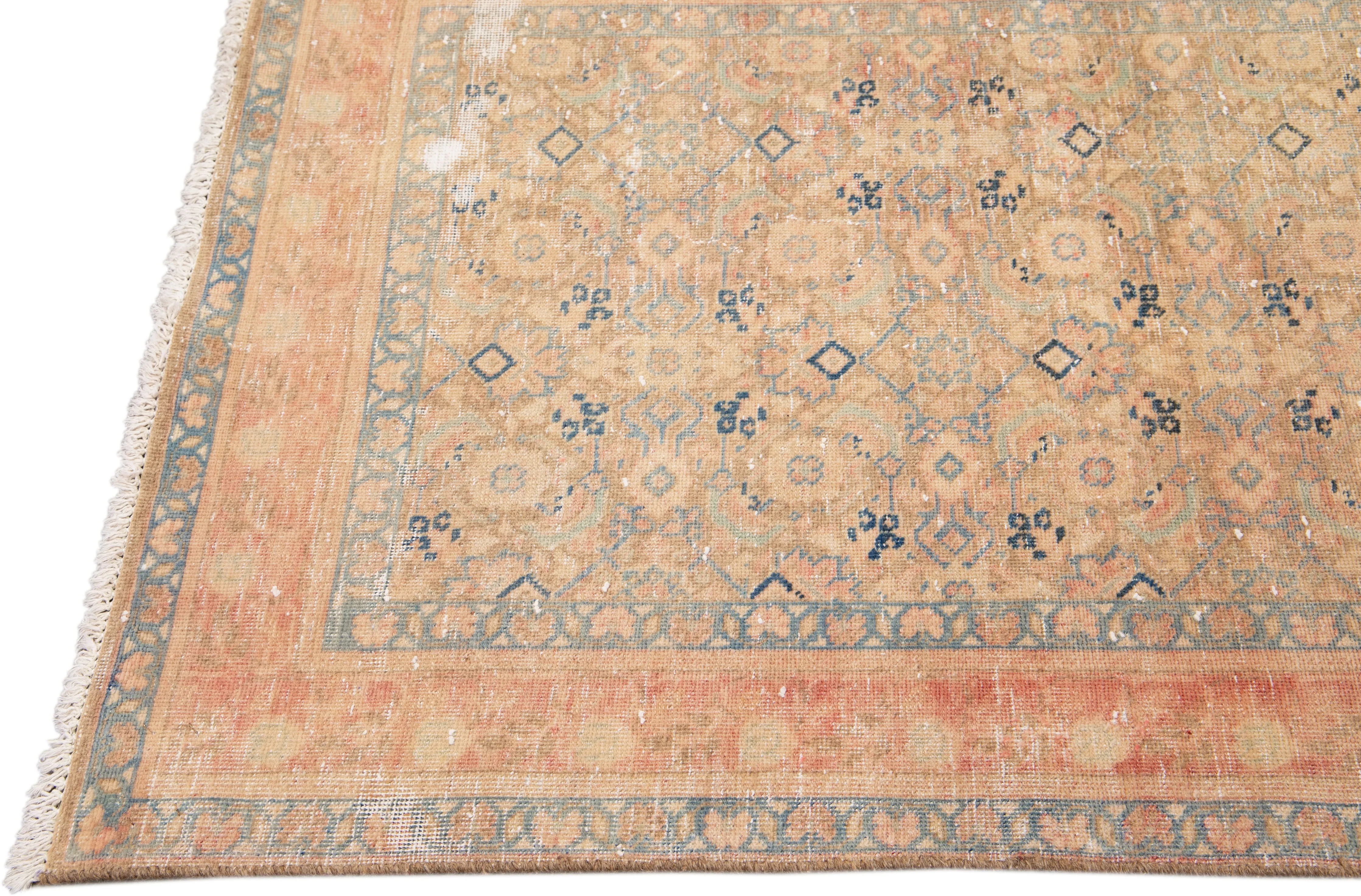 Vintage Floral Blue Runner 3'5" x 10'2" - Apadana