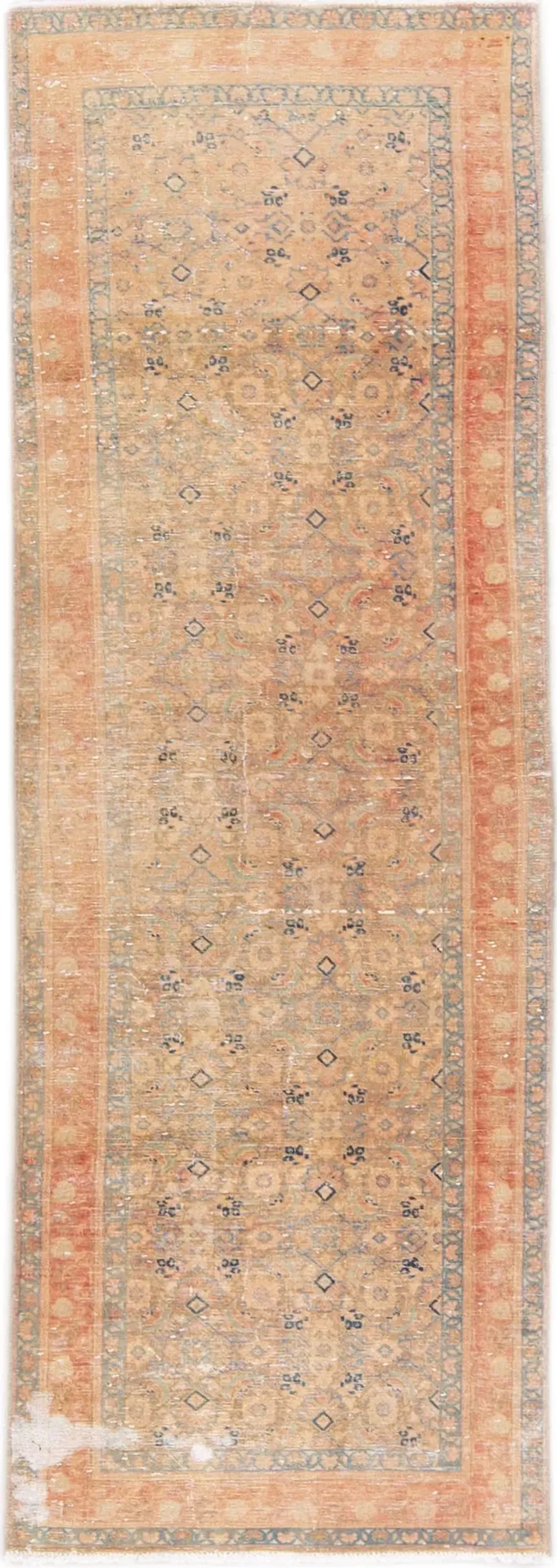 Vintage Floral Blue Runner 3'5" x 10'2" - Apadana