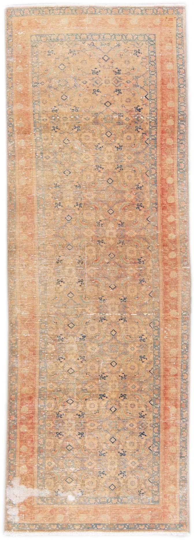 Vintage Floral Blue Runner 3'5" x 10'2" - Apadana