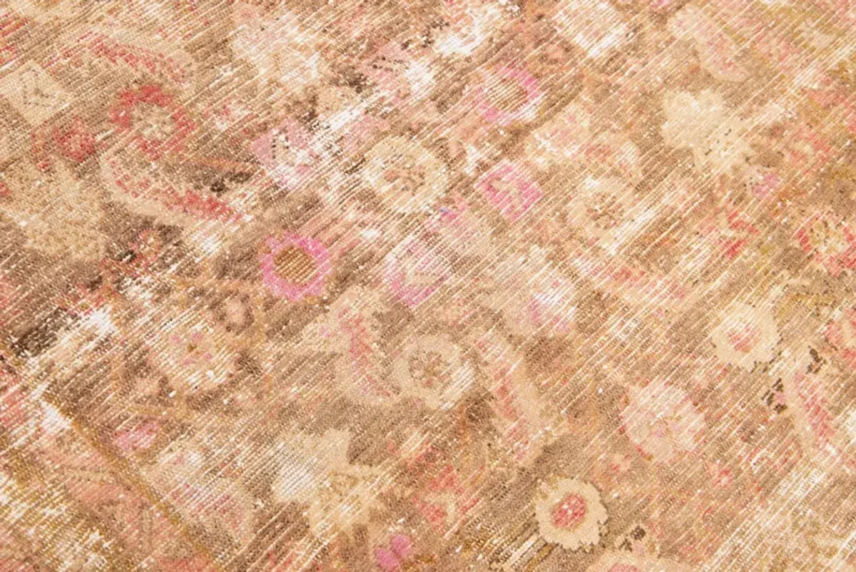 Vintage Floral Peach Wool Runner - Apadana - Pink