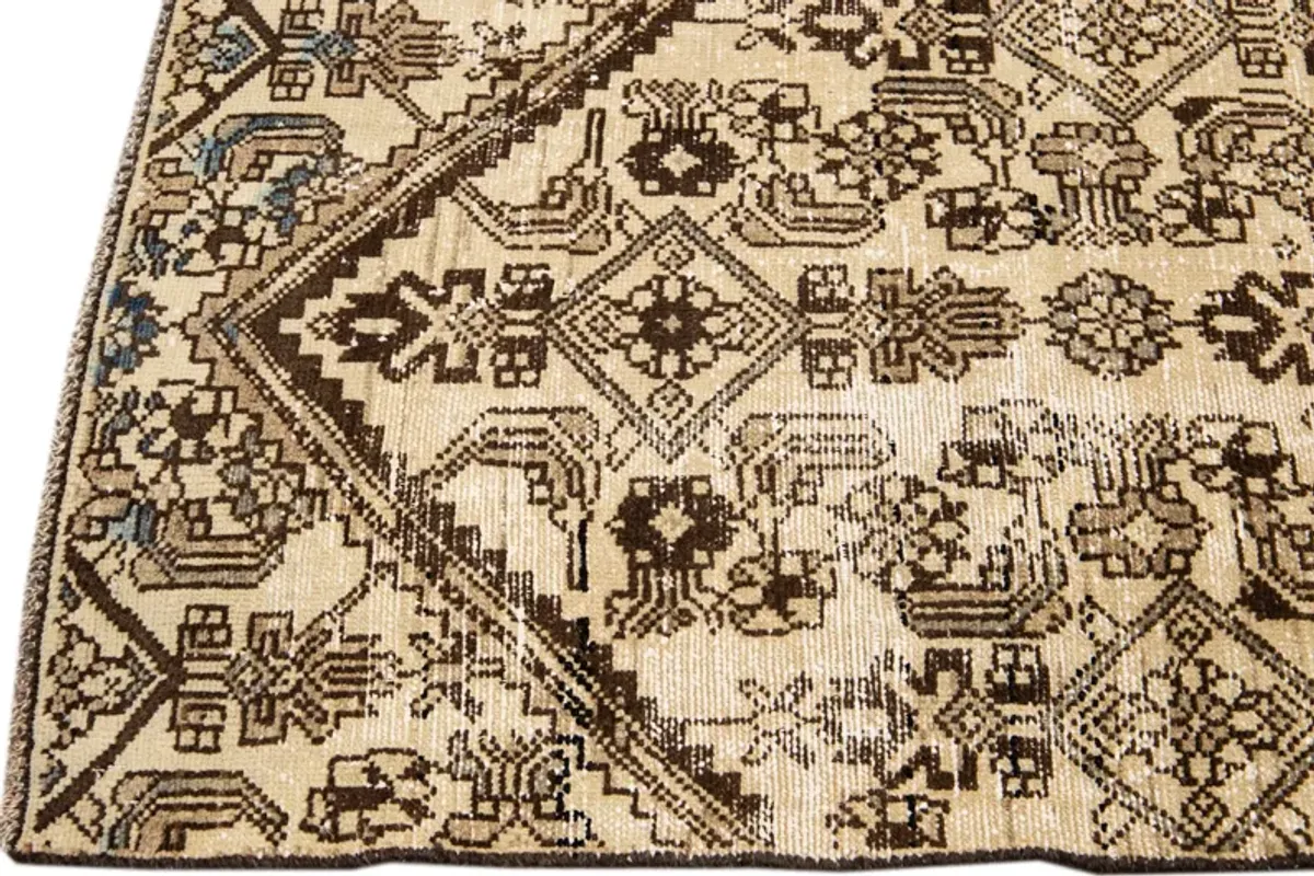 Vintage Tribal Ivory Runner 2'5" x 8'10" - Apadana - Brown