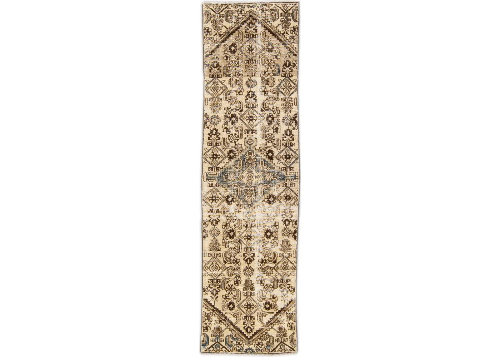 Vintage Tribal Ivory Runner 2'5" x 8'10" - Apadana - Brown