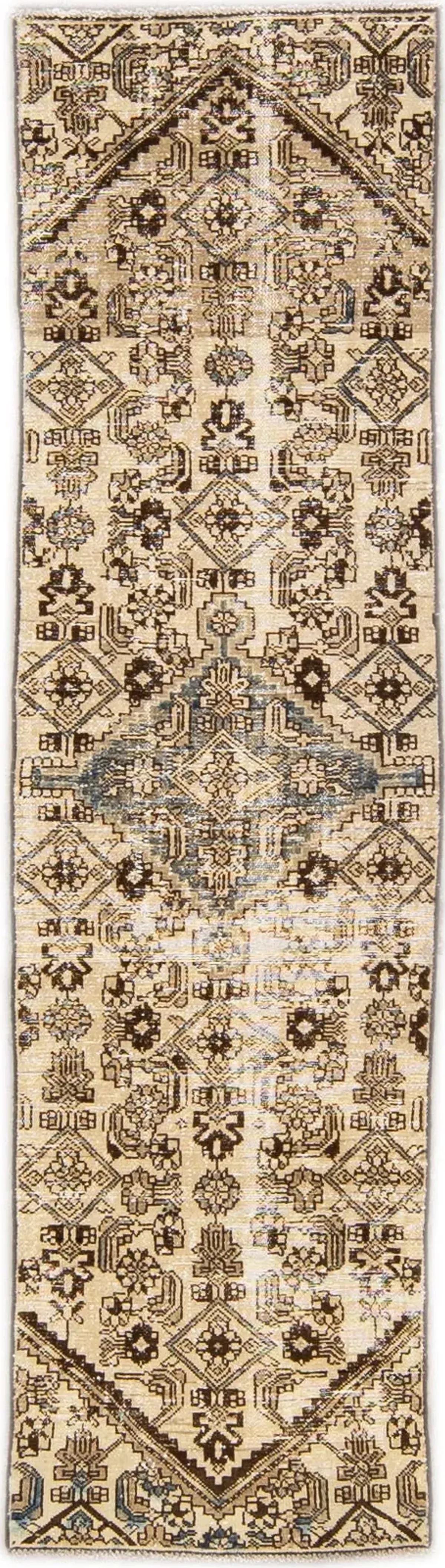 Vintage Tribal Ivory Runner 2'5" x 8'10" - Apadana - Brown