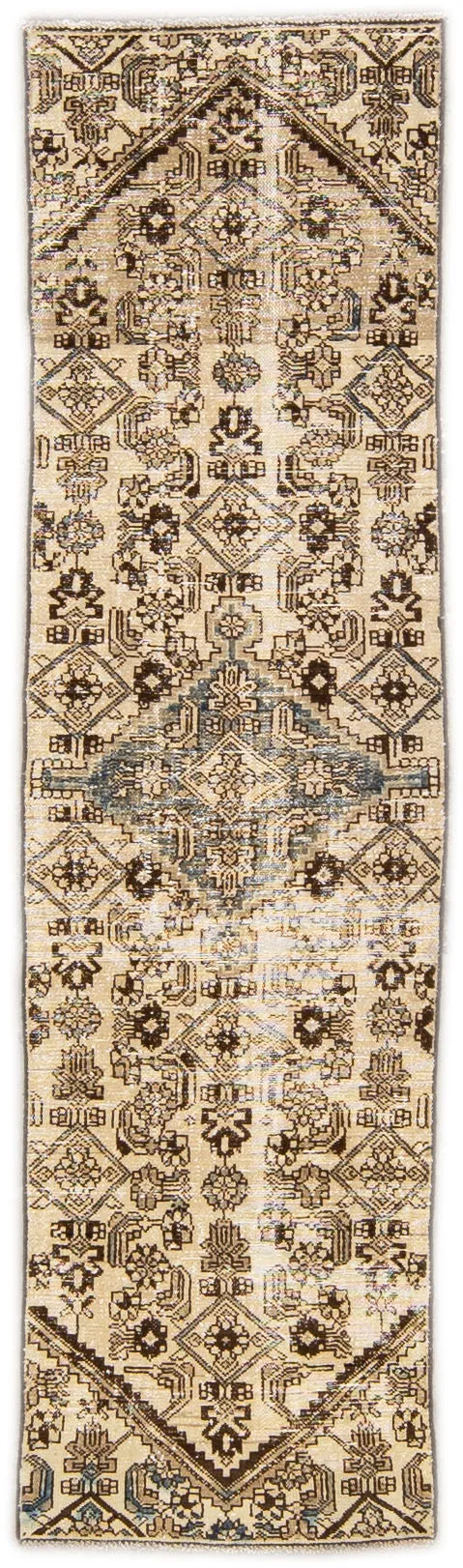 Vintage Tribal Ivory Runner 2'5" x 8'10" - Apadana - Brown