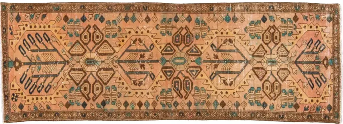 Vintage Tribal Peach Wool Runner - Apadana - Orange