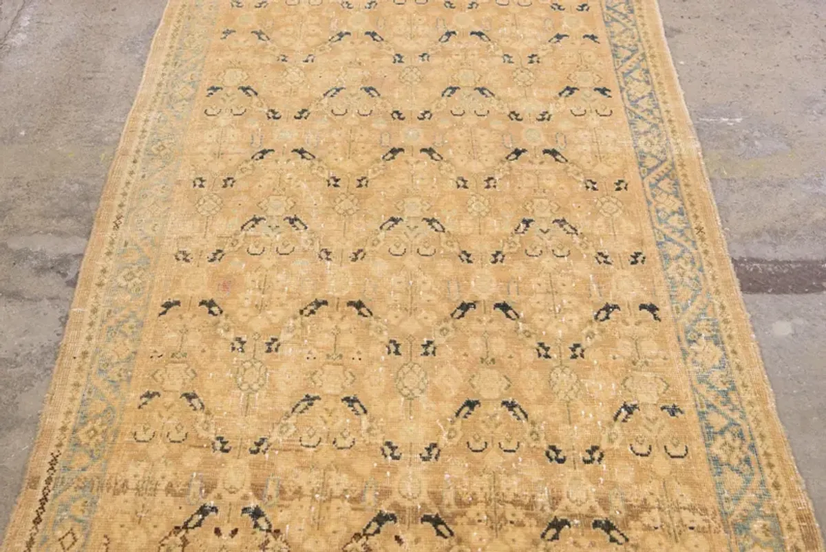 Vintage Beige All Over Wool Runner - Apadana