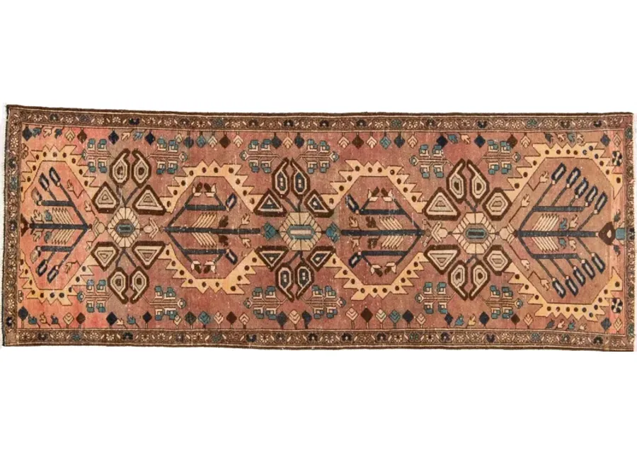 Vintage Distressed Tribal Brown Runner - Apadana