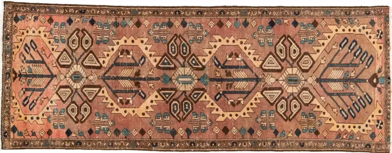 Vintage Distressed Tribal Brown Runner - Apadana