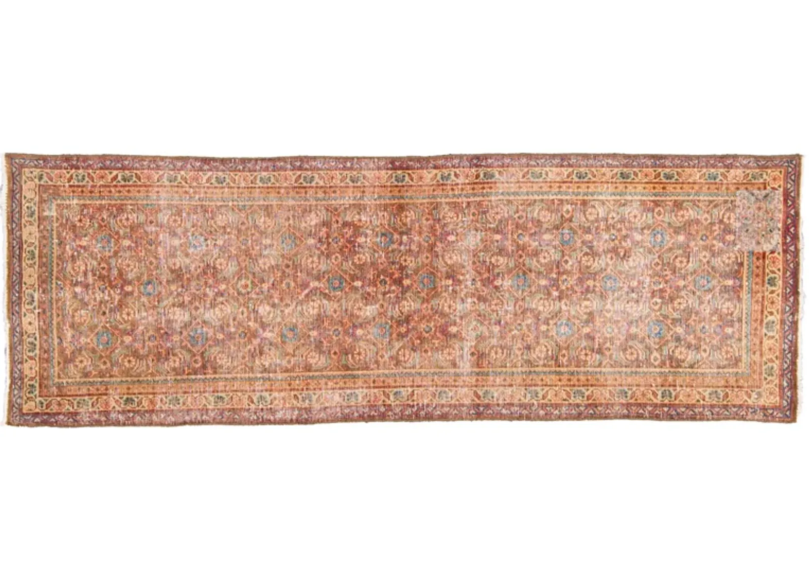 Vintage All Over Peach Wool Runner - Apadana - Pink