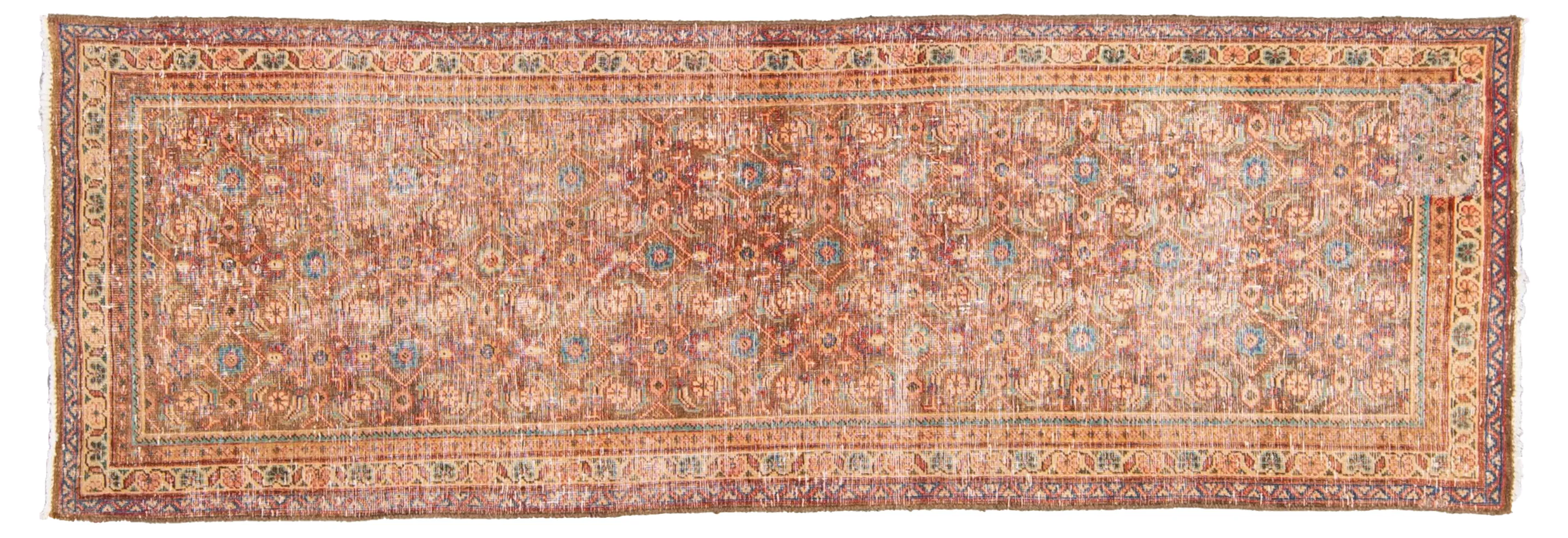 Vintage All Over Peach Wool Runner - Apadana - Pink