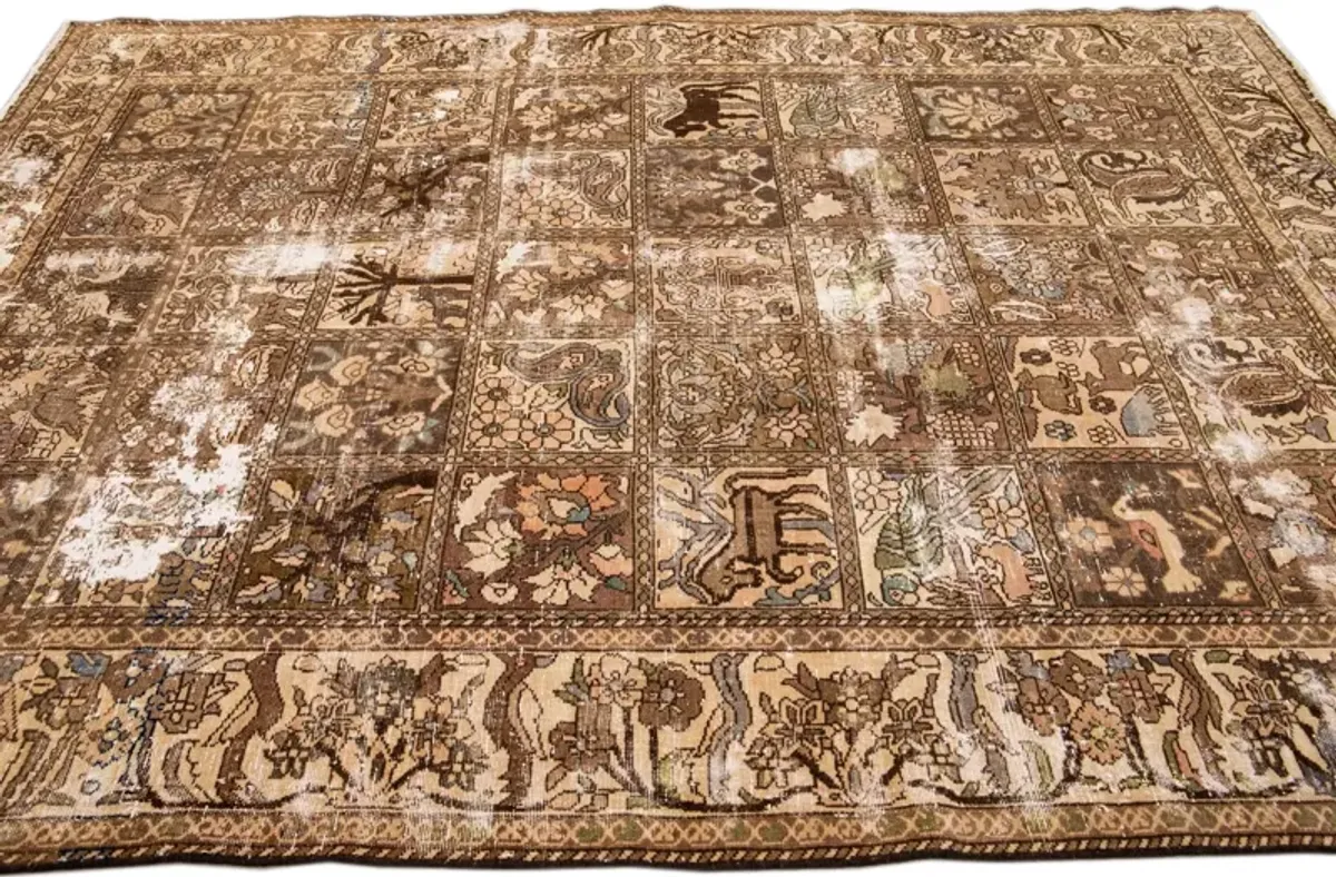 Vintage All Over Beige Rug 7'2" x 9'11" - Apadana - Brown - Brown