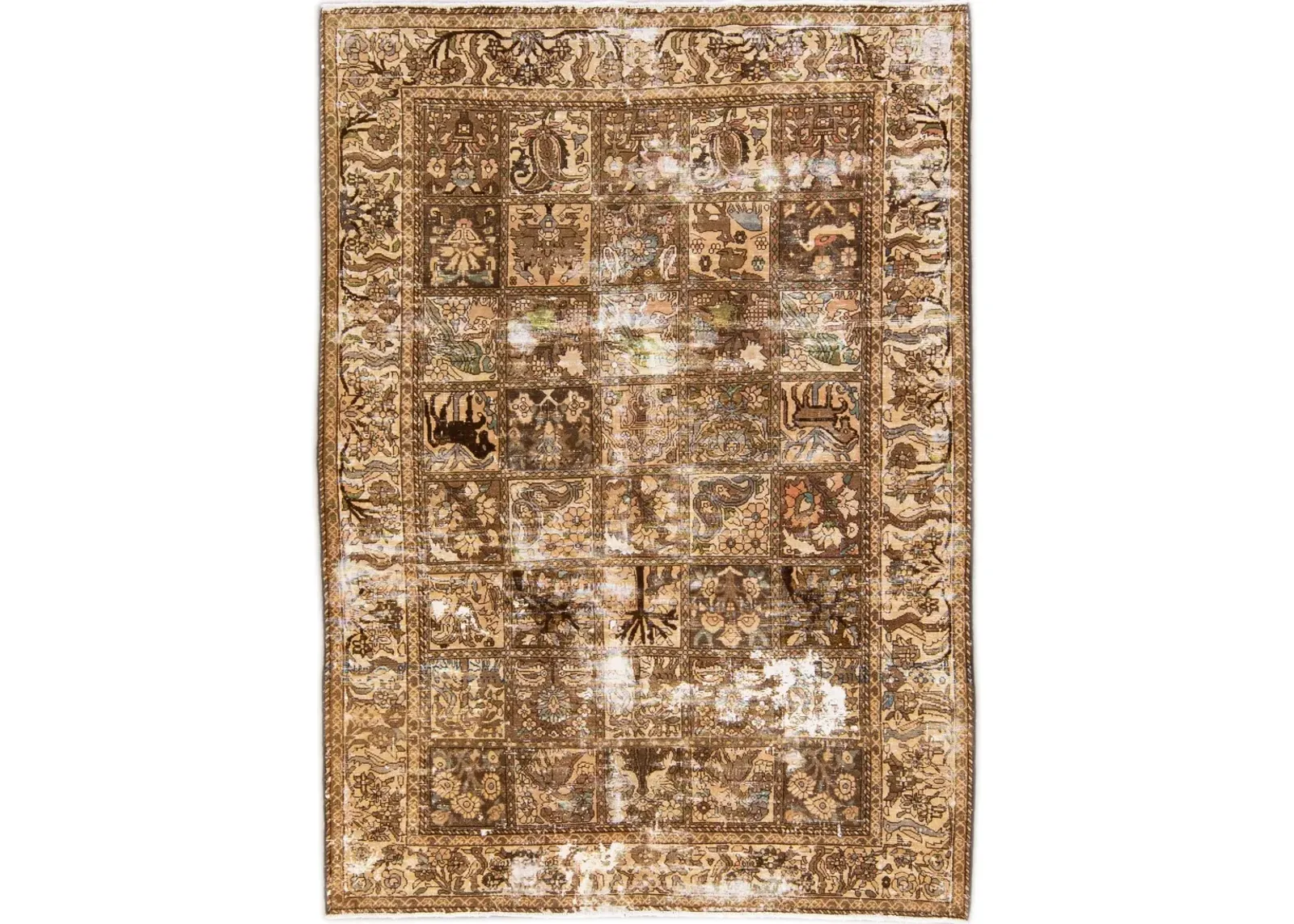 Vintage All Over Beige Rug 7'2" x 9'11" - Apadana - Brown - Brown