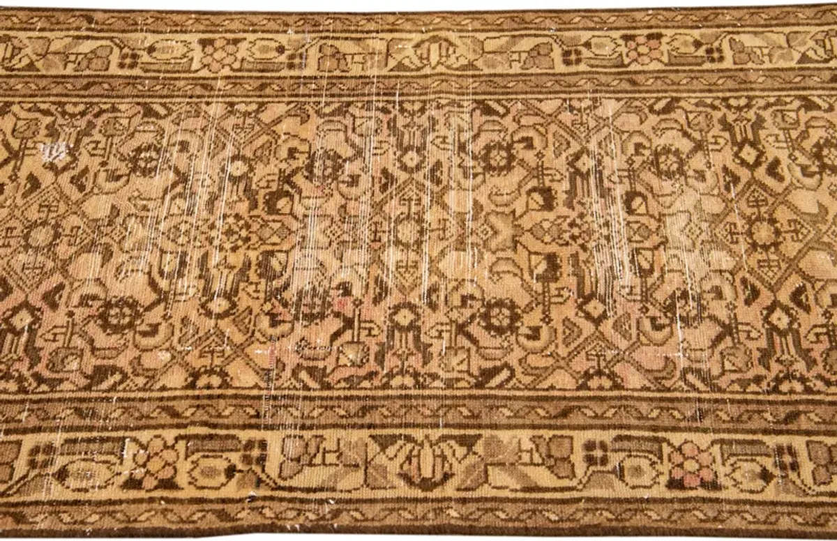 Vintage All Over Peach Runner 2'8" x 10' - Apadana - Brown