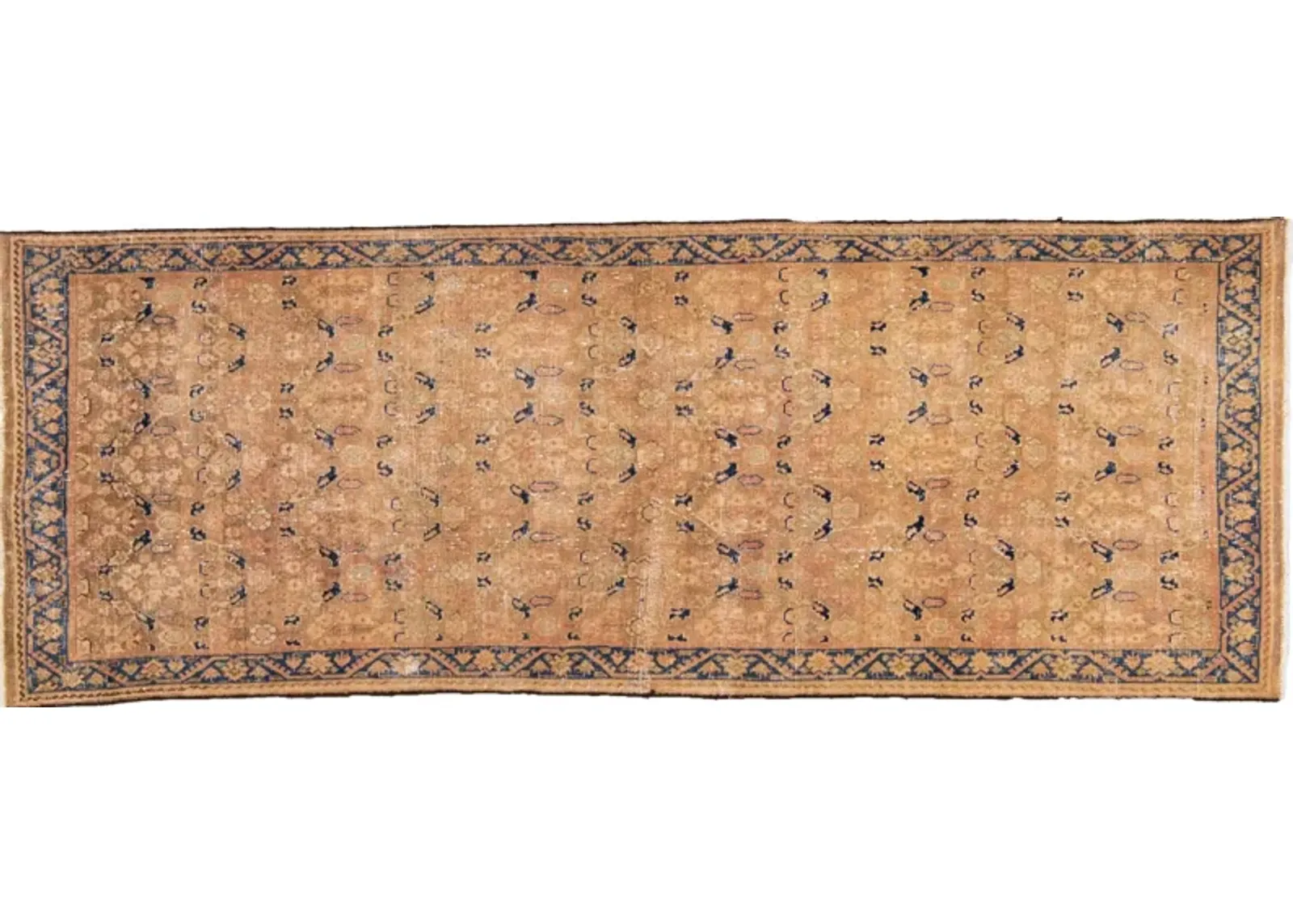 Vintage Floral Peach Wool Runner - Apadana - Pink