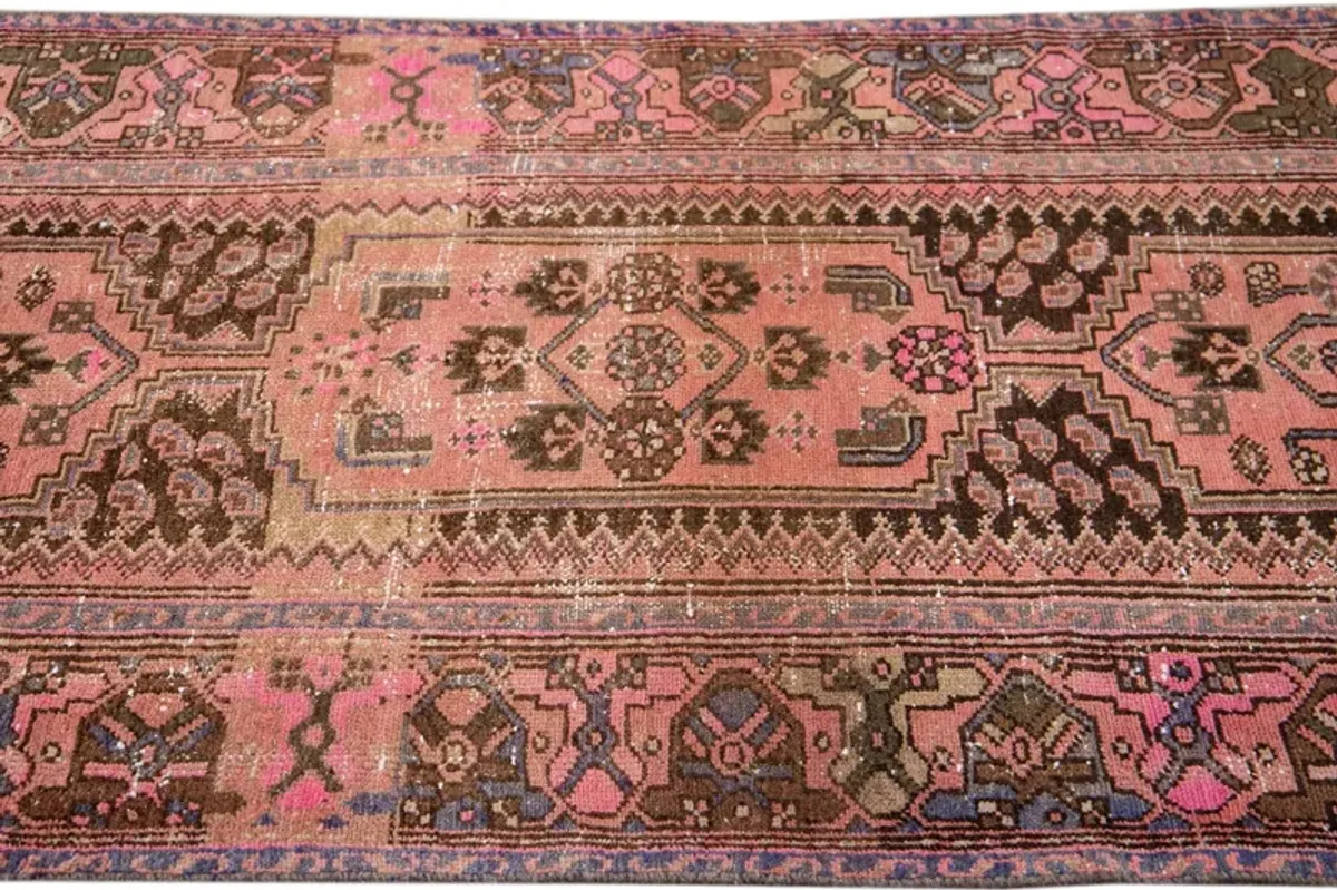 Vintage Pink Geo Runner 3'6" x 10'6" - Apadana