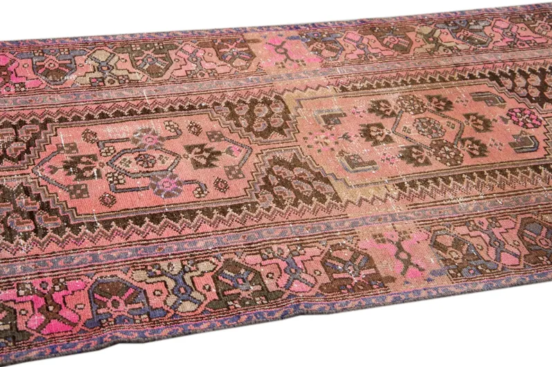 Vintage Pink Geo Runner 3'6" x 10'6" - Apadana