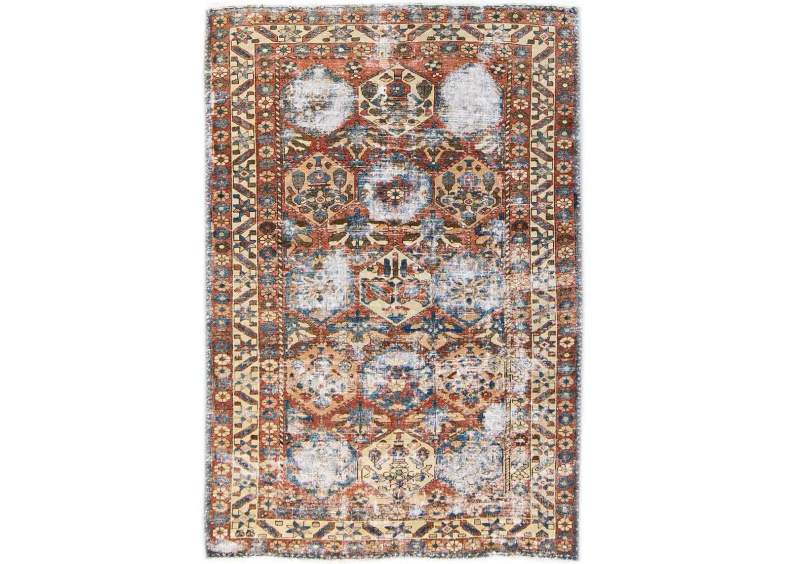 Vintage Geometric Rust Rug 4'6" x 6'6" - Apadana - Orange - Orange