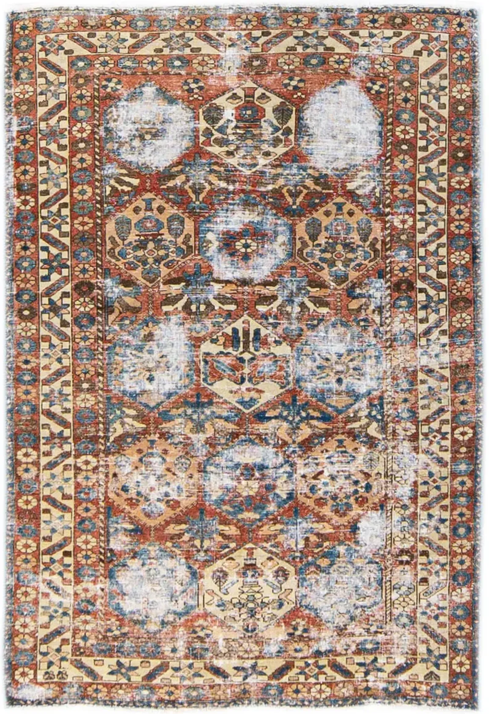 Vintage Geometric Rust Rug 4'6" x 6'6" - Apadana - Orange - Orange