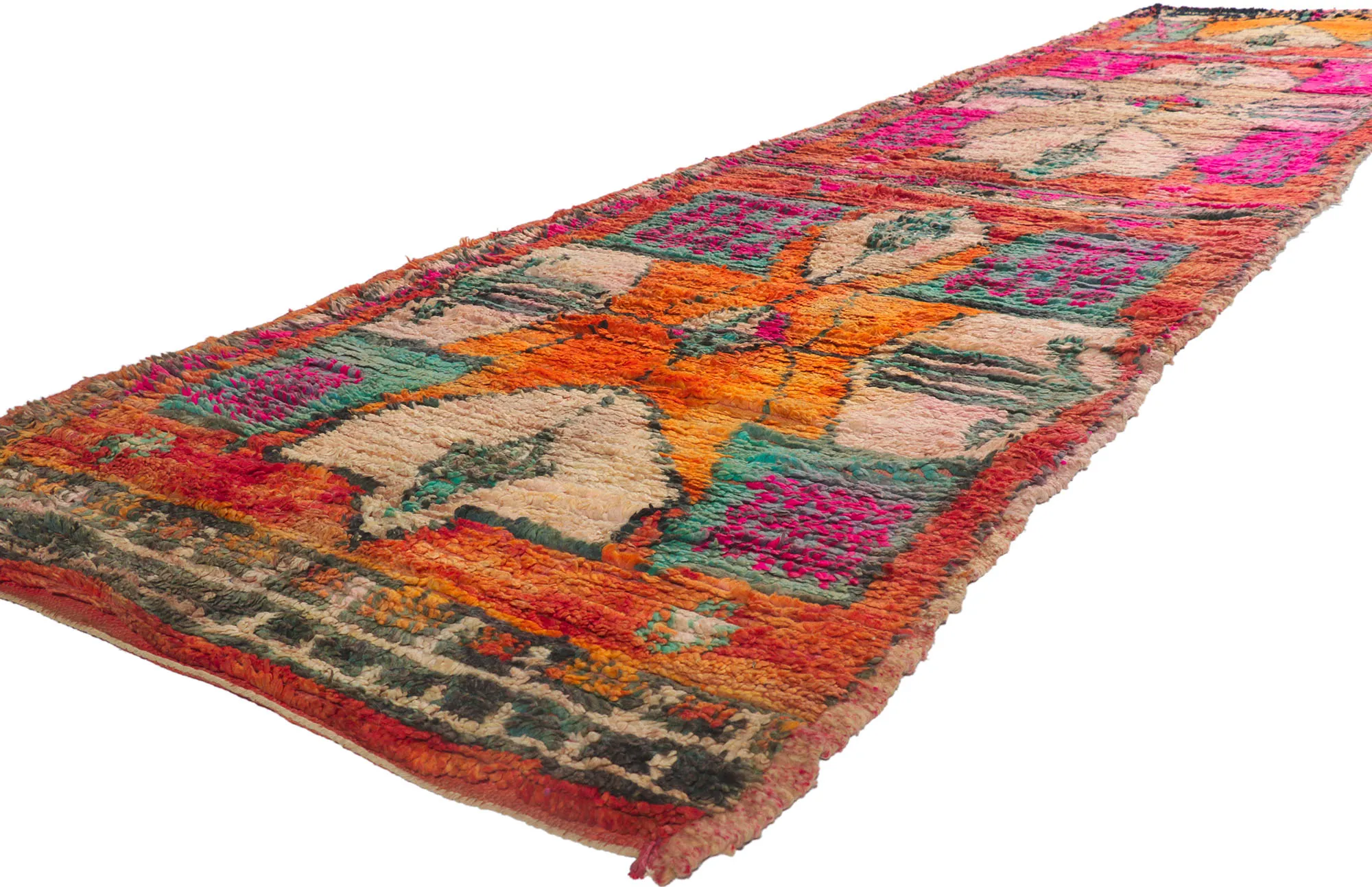 Berber Moroccan Runner - 3'09" 15'00" - Esmaili Rugs & Antiques - Pink - Pink