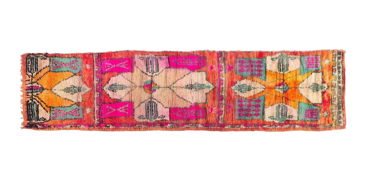 Berber Moroccan Runner - 3'09" 15'00" - Esmaili Rugs & Antiques - Pink - Pink