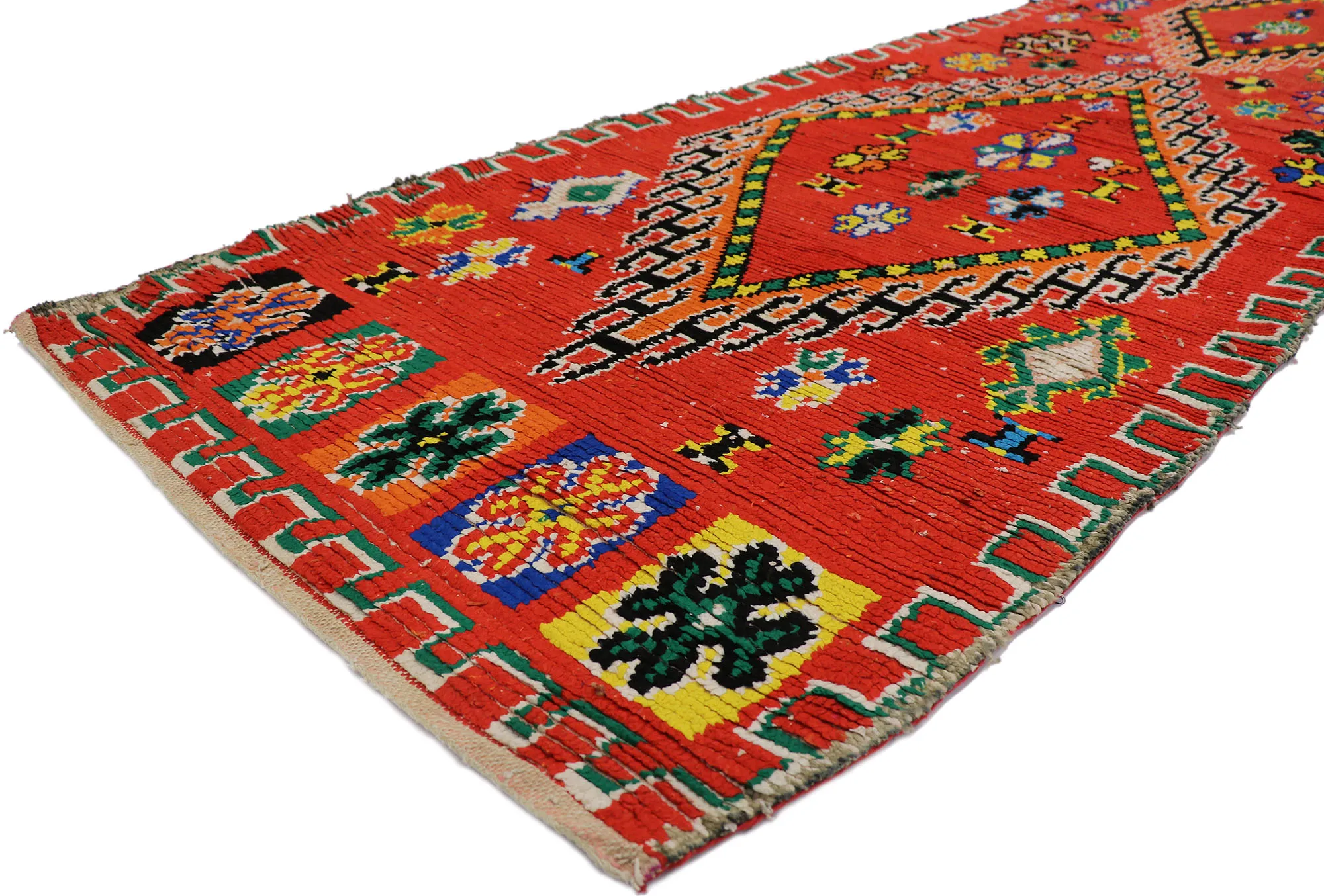 Moroccan Boucherouite Rug - 6'6" x 10'7" - Esmaili Rugs & Antiques - Red - Red