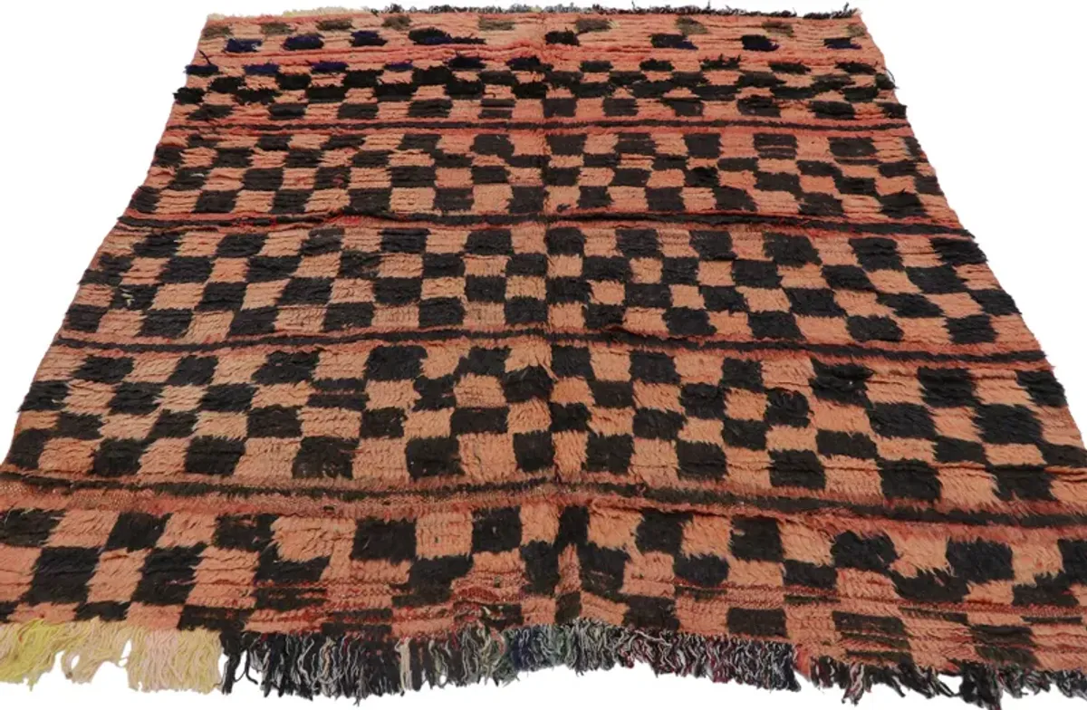 Berber Moroccan Boujad Rug 4'07" x 4'09" - Esmaili Rugs & Antiques - Red - Red