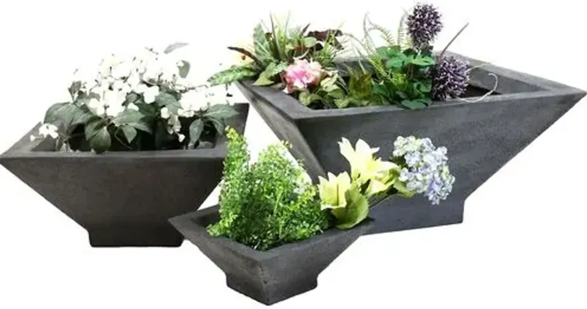 Endover Outdoor Planter - Slate Gray - Handcrafted - large