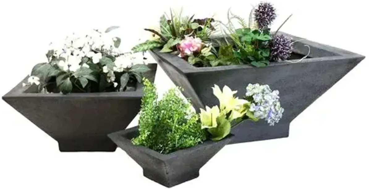 Endover Outdoor Planter - Slate Gray - Handcrafted - medium