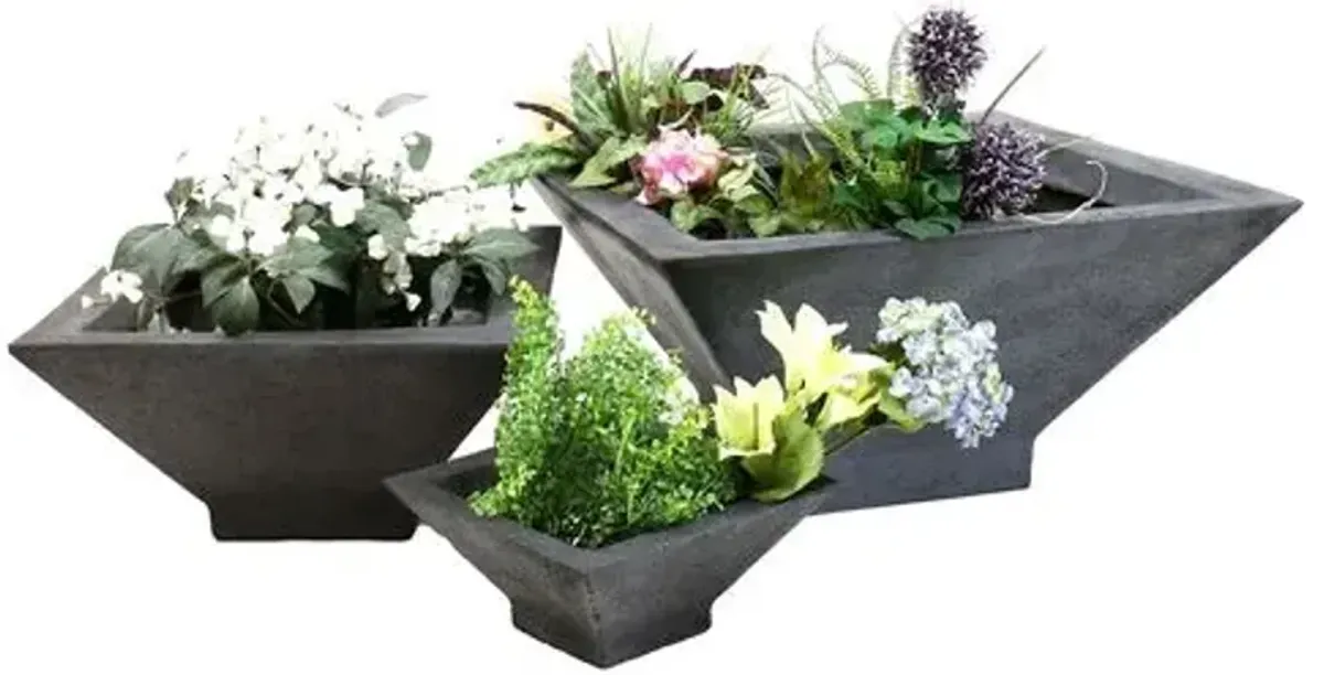 Endover Outdoor Planter - Slate Gray - Handcrafted - small