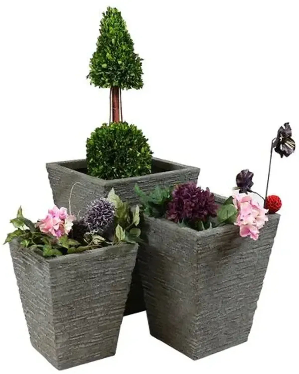 Rough Tall Outdoor Planter - Gray - Handcrafted - 16"x20"x16"