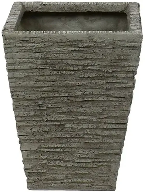 Rough Tall Outdoor Planter - Gray - Handcrafted - 16"x20"x16"