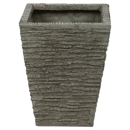 Rough Tall Outdoor Planter - Gray - Handcrafted - 16"x20"x16"