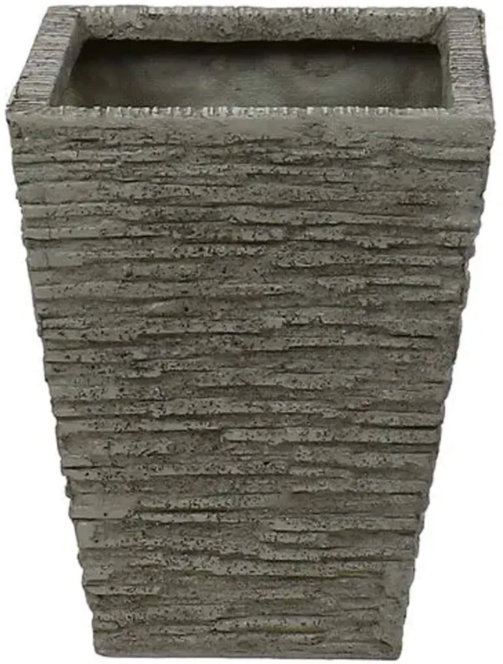 Rough Tall Outdoor Planter - Gray - Handcrafted - 12"x15"x12"