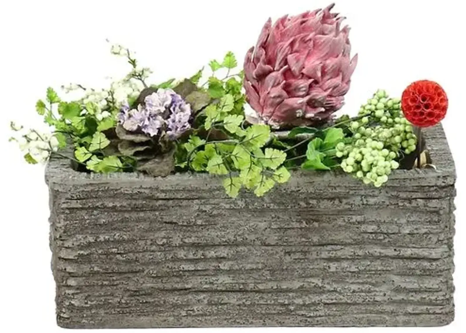 Rough Rectangular Outdoor Planter - Gray - Handcrafted - 10"w x 8"h x 20"l