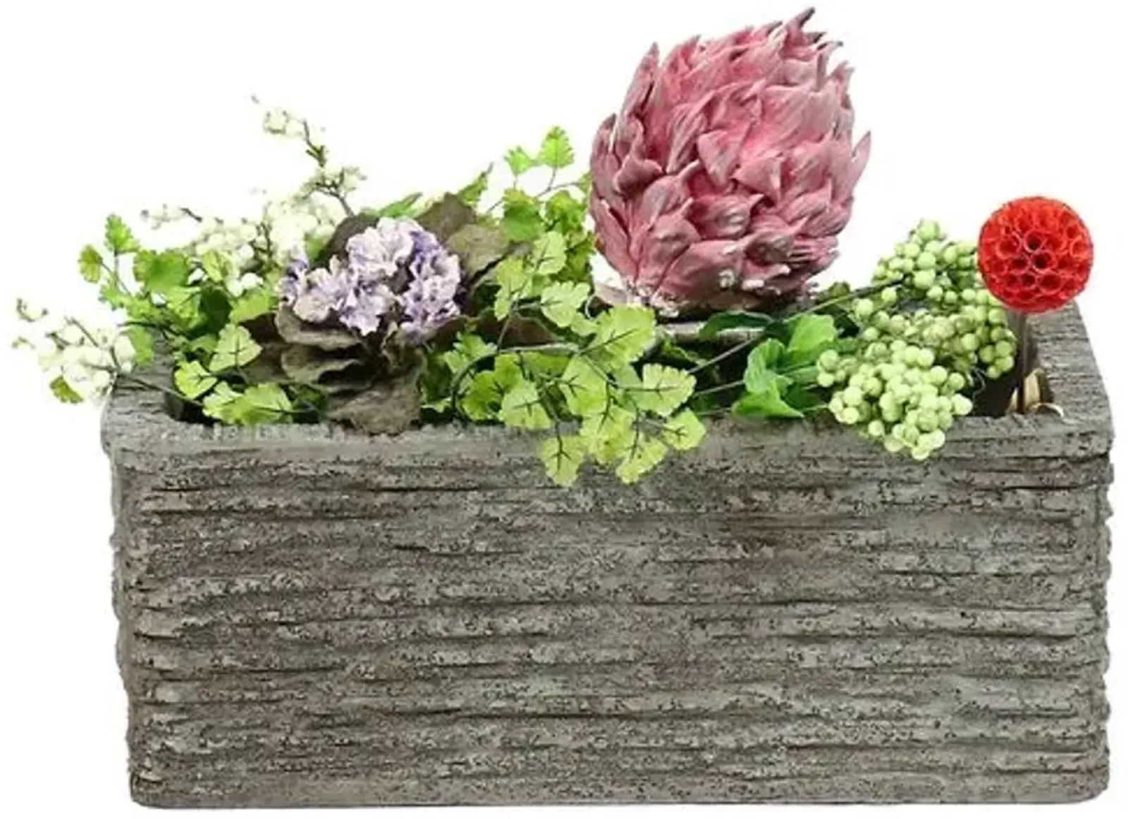 Rough Rectangular Outdoor Planter - Gray - Handcrafted - 10"w x 8"h x 20"l