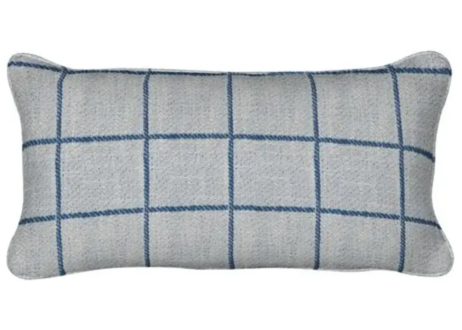 Capetown 12x21 Lumbar Pillow - Cobalt Windowpane - Handcrafted