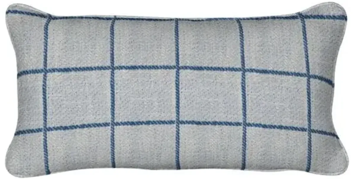 Capetown 12x21 Lumbar Pillow - Cobalt Windowpane - Handcrafted