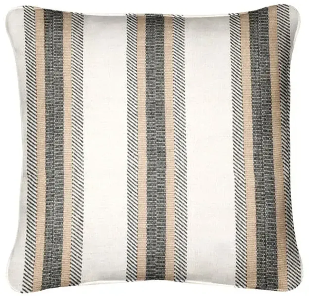 Whitmore Stripe Pillow - Café/Ivory - Handcrafted