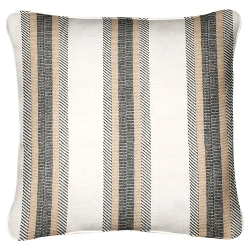 Whitmore Stripe Pillow - Café/Ivory - Handcrafted