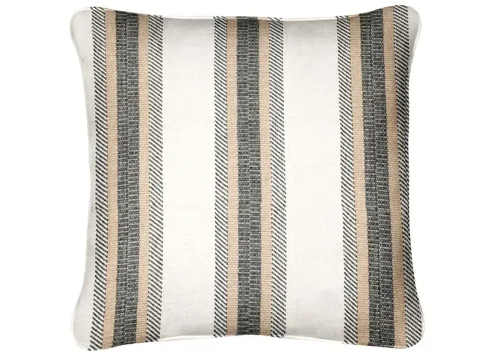 Whitmore Stripe Pillow - Café/Ivory - Handcrafted