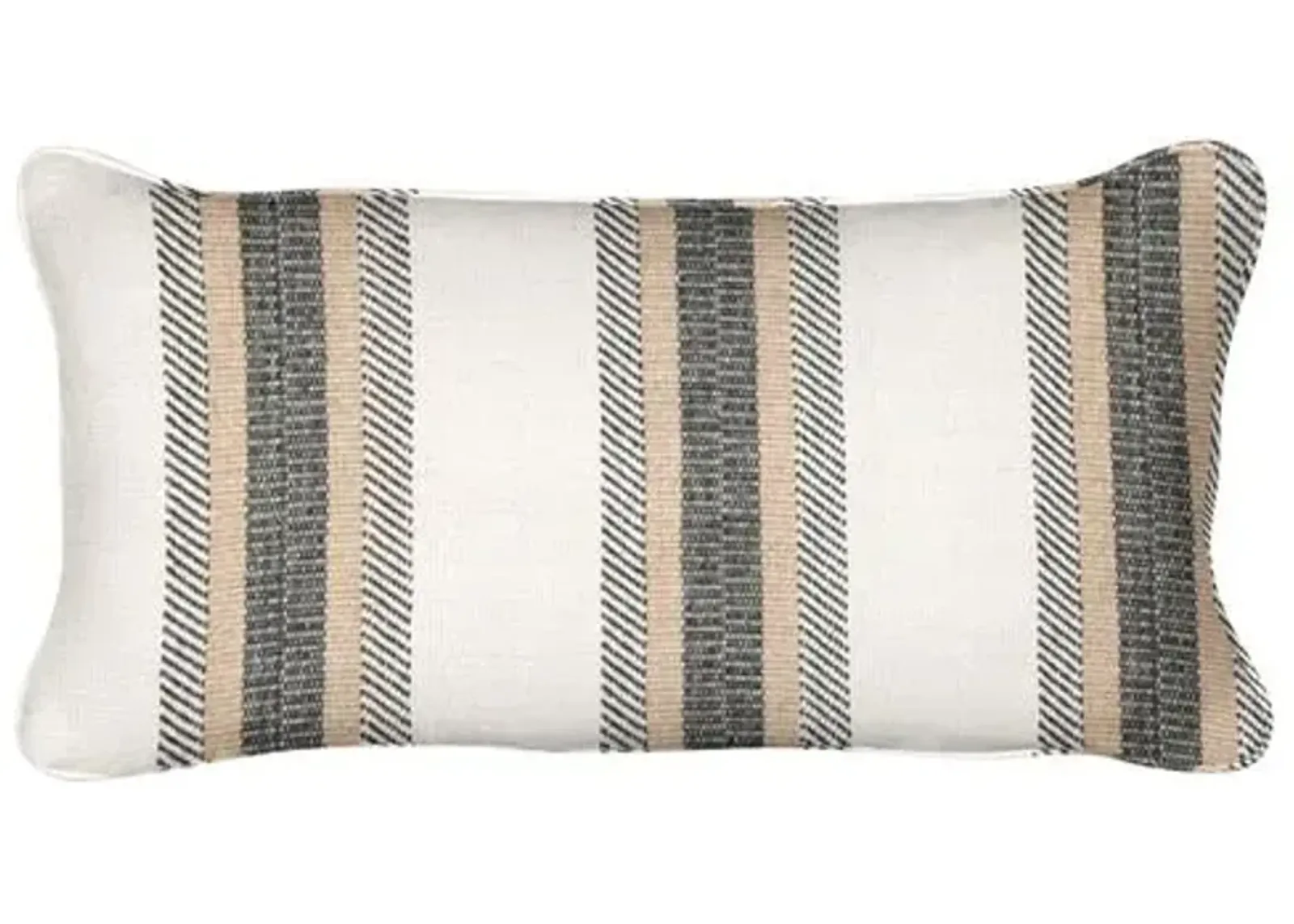 Whitmore Stripe Lumbar Pillow - Café/Ivory - Handcrafted