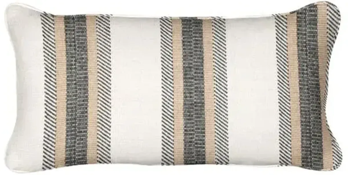 Whitmore Stripe Lumbar Pillow - Café/Ivory - Handcrafted