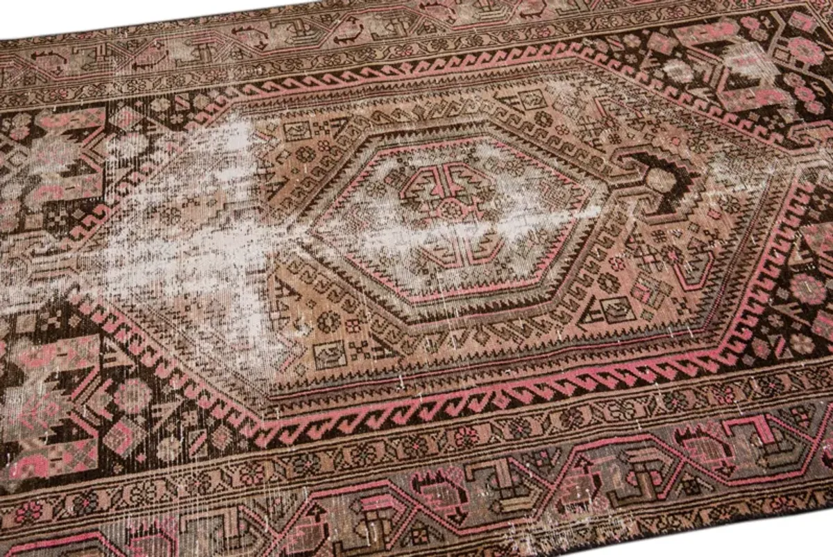 Vintage Geo Peach Rug 4'2" x 6'4" - Apadana - Pink - Pink