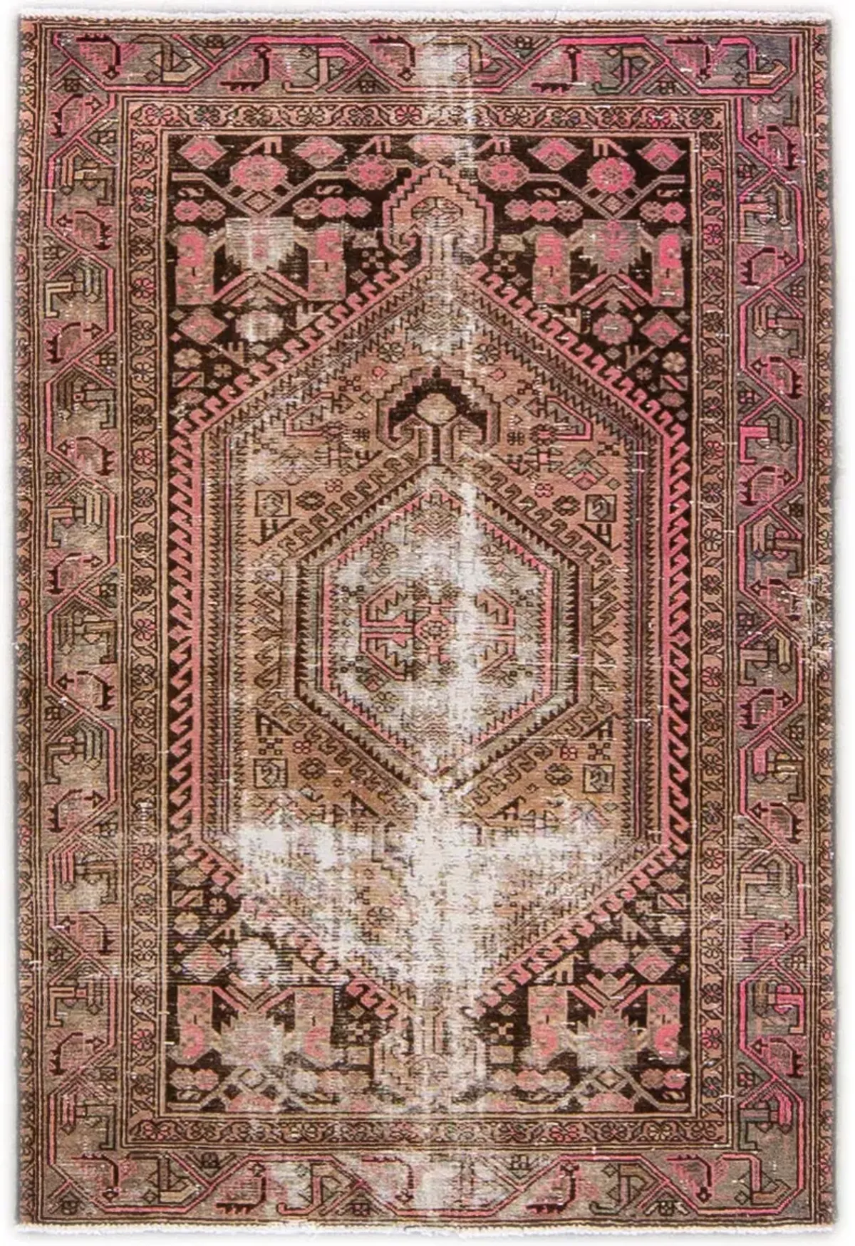 Vintage Geo Peach Rug 4'2" x 6'4" - Apadana - Pink - Pink