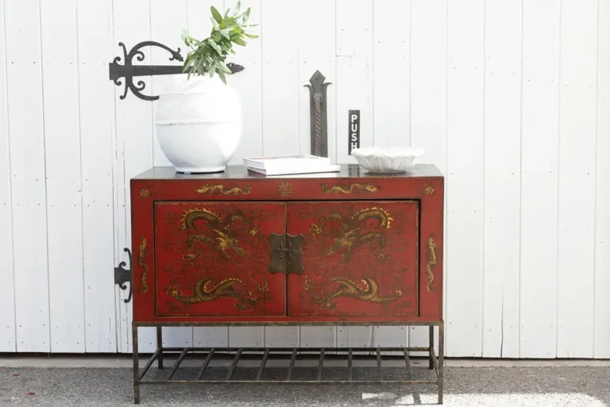 Red & Gilt Chinese Dragon Buffet Cabinet - de-cor