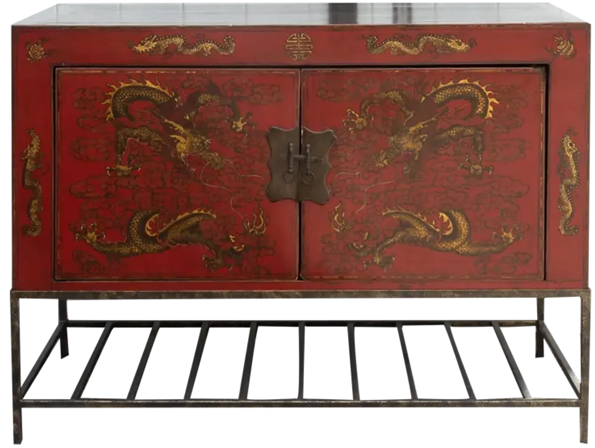 Red & Gilt Chinese Dragon Buffet Cabinet - de-cor